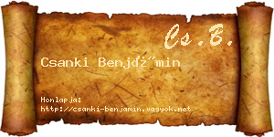 Csanki Benjámin névjegykártya